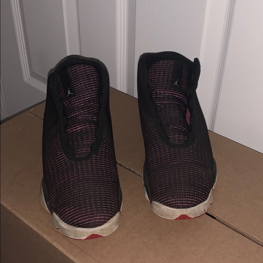Purple and black jordan’s